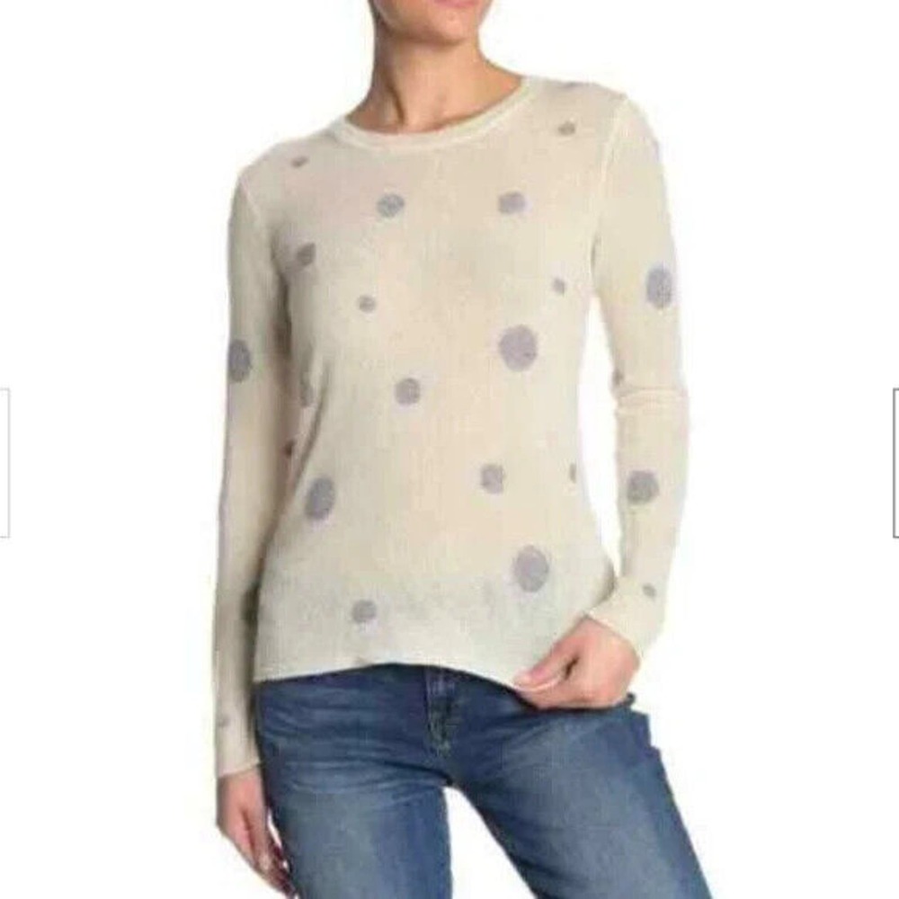 Quinn Polka Dot Cashmere Sweater in Cream Size Small
